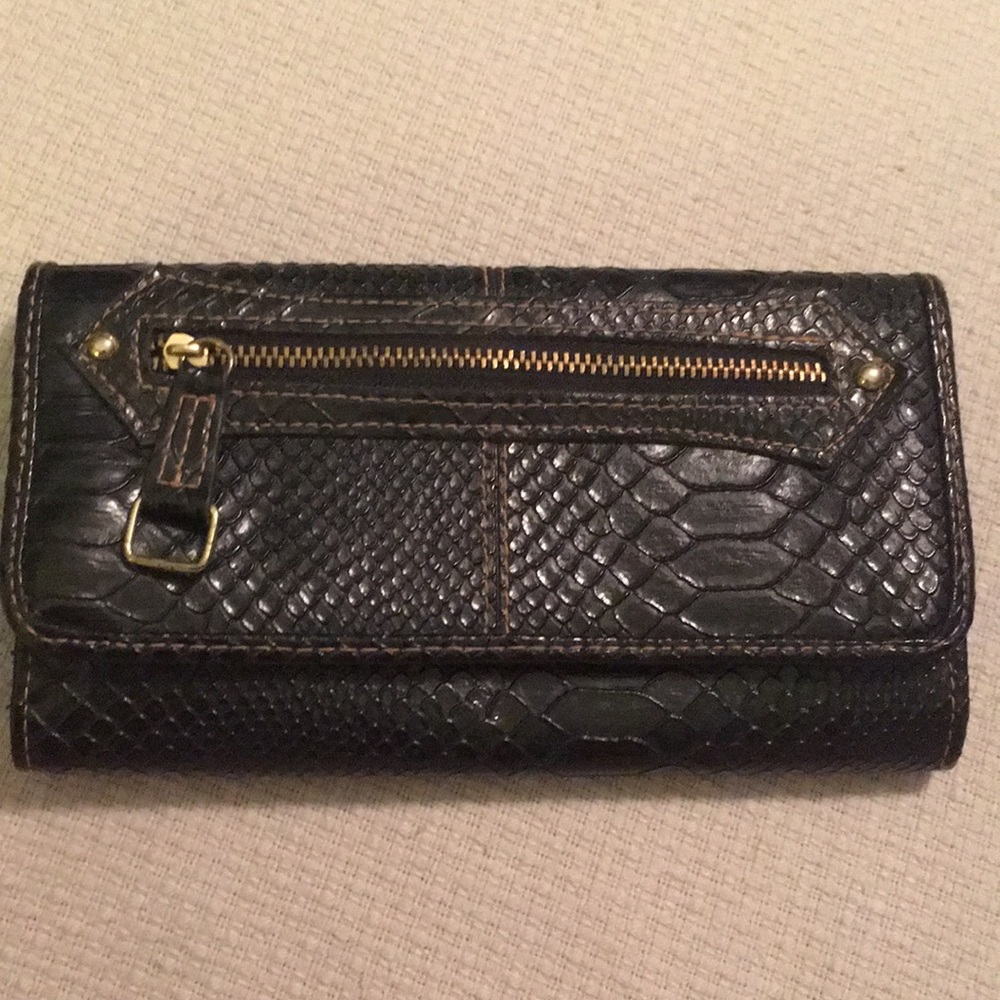 Faux Crocodile Black Wallet